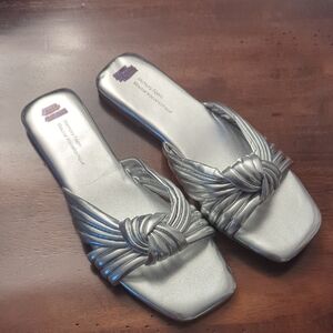 Time and Tru Metallic Silver Women's Sandals